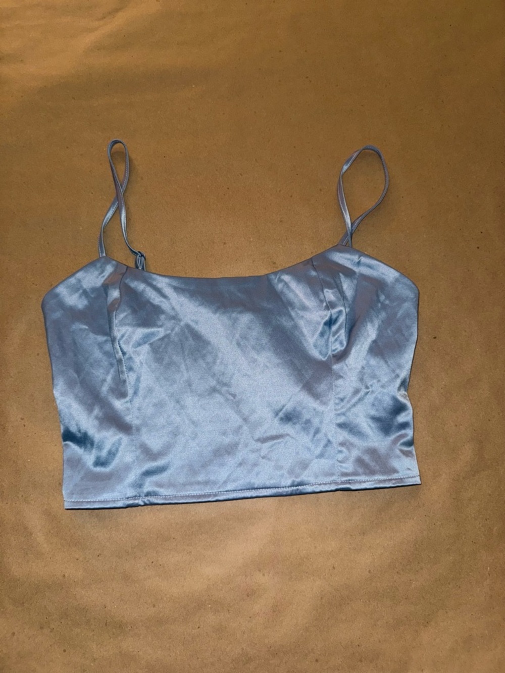 Aerie NWT Light Blue Satin Bralette Crop Top Size Medium Preppy Y2K